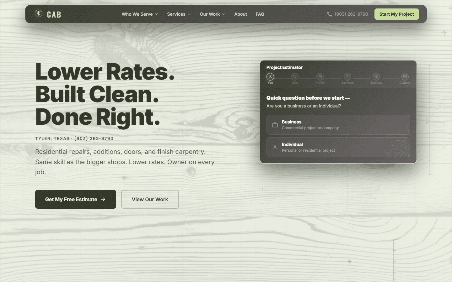 CAB Carpentry site preview