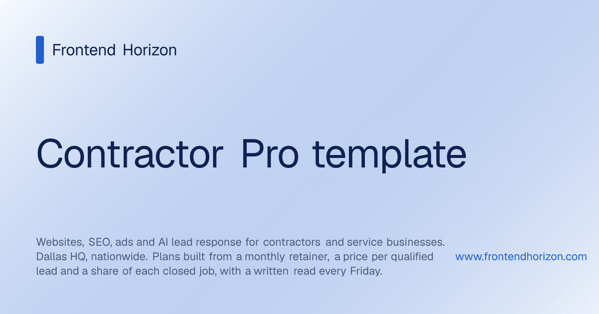 Contractor Pro template | Frontend Horizon