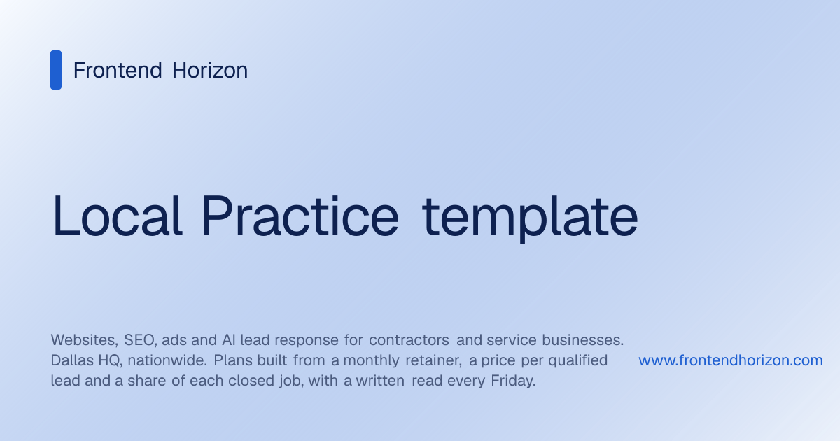 Local Practice template | Frontend Horizon