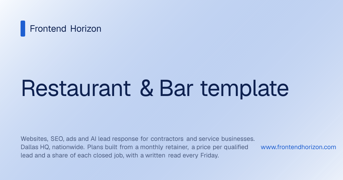 Restaurant & Bar template | Frontend Horizon
